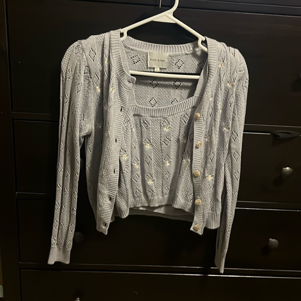 Cardigan sweater with tank top